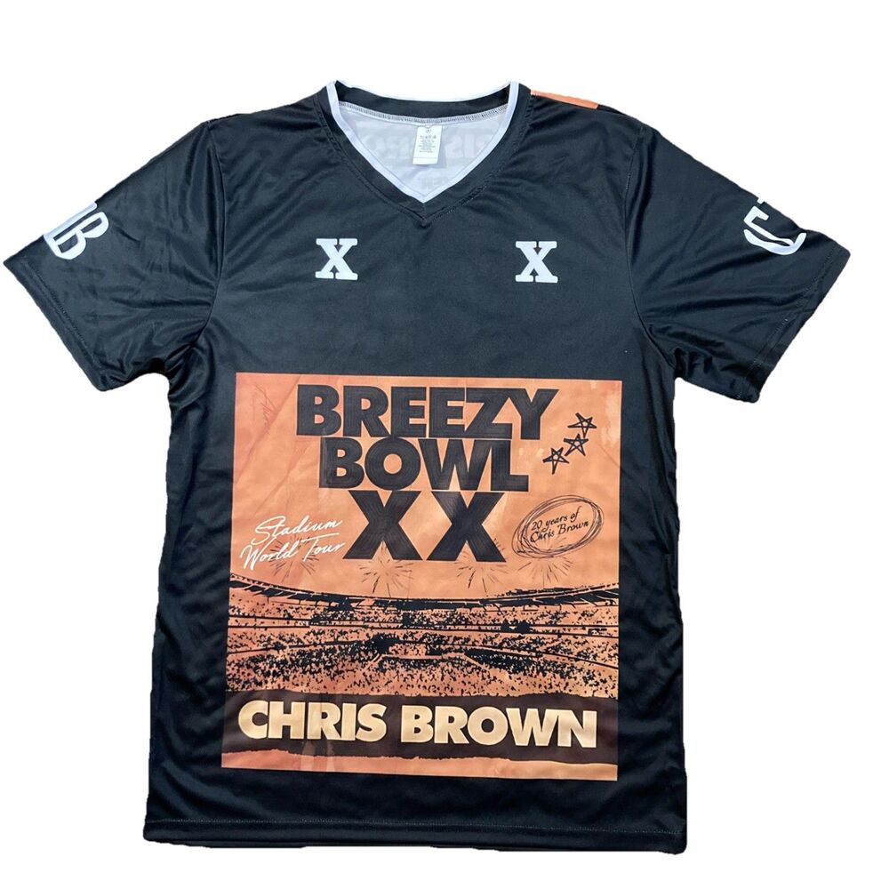 Chris Brown Breezy Bowl XX Tour 20th Anniversary Jersey Shirt Size Small